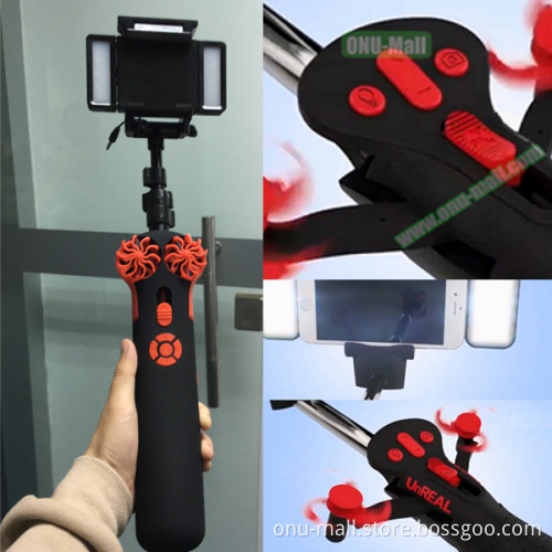 Fast Shipment Unreal Automated Selfie Stick Bluetooth with LED Light and Fan